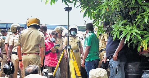Officials are conducting GPS survey at Mamala near Piravom on Saturday before laying the boundary stones for the SIA of Silverline project  |  A Sanesh