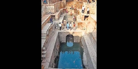 A view of the restored stepwell  in Bansilalpet