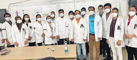 Resident doctors stage a protest to condemn the alleged suicide of an obstetrician in Rajasthan's Dausa. (Photo| EPS)