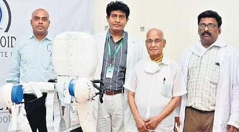 Cybolimb exoskeleton on display at  the rehabilitation centre