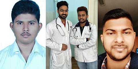 Biswajit das, Gouri Shankar Parida , Smruti ranjan Nayak,  and Suman mahanta. Odisha students from active war zones of Ukraine. ( Photo | EPS)