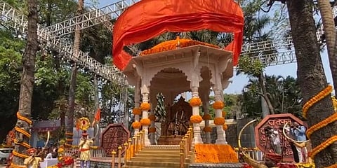 The statue of Chhatrapati Shivaji Maharaj in the premises of Pune Municipal Corporation. (Photo | PMO Twitter)