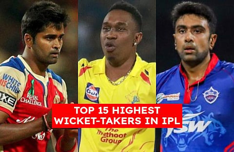 CSK all-rounder Dwayne Bravo went past Lasith Malinga to become the IPL's highest wicket-taker during his team's match against LSG. Now, let's take a look at the top 15 highest wicket-takers in IPL. (Photo | Agencies)