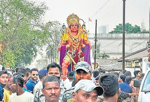 Ram Navami procession being taken out in Rajgangpur town on Sunday | Express