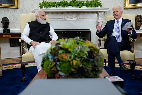 President Biden is set to speak with Indian Prime Minister Modi  when the two will virtually discuss the Ukraine war and other matters. (Photo | AP)