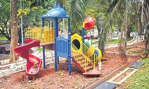 The children’s park in front of the Kerala Water Authority office near the Kanakakunnu Palace. The park is yet to be opened to the public | B P Deepu