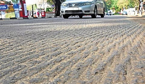 The top layer of the Museum-Vellayambalam road found removed by TRDCL for maintenance work | B P Deepu