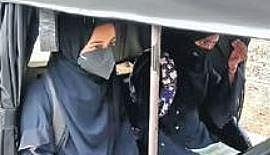 Aliya Assadi and Resham, return from examination centre in Udupi on Friday | EXPRESS