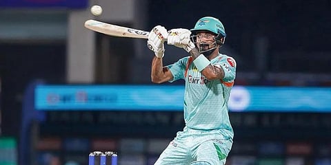 Lucknow Super Giants skipper KL  Rahul smashed an unbeaten 103 from 62 balls against Mumbai Indians at Wankhede Stadium in Mumbai on Sunday (Photo | PTI)