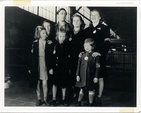 In this May 26, 1946, photo, Ginger Lane, bottom right, and her siblings arrive in New York City as Holocaust survivors. (Photo | AP)