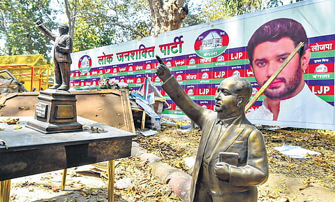 Discarded items outside the residence of LJP founder late Ram Vilas Paswan in New Delhi on Sunday. (Photo | PTI)