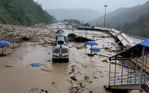 New Haflong railway station in Assam's hill district of Dima Hasao after rains and landslides. (Photo | Special Arrangement)