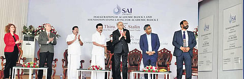 Apart from the chief minister, Higher Education Minister K Ponmudy, MSME minister TM Anbarasan, and Kancheepuram Collector Rahul Nath were at the event | Express