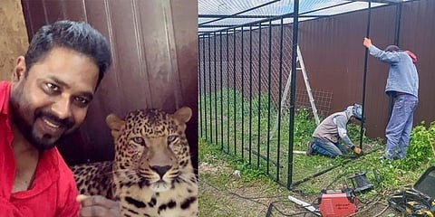 Doctor Giri Kumar Patil, an Ukraine-based doctor from Andhra Pradesh, is constructing an enclosure to safeguard his pets  at his backyard in Donbas.