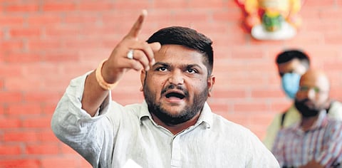 Hardik Patel addresses the media in Ahmedabad after quitting Congress | PTI