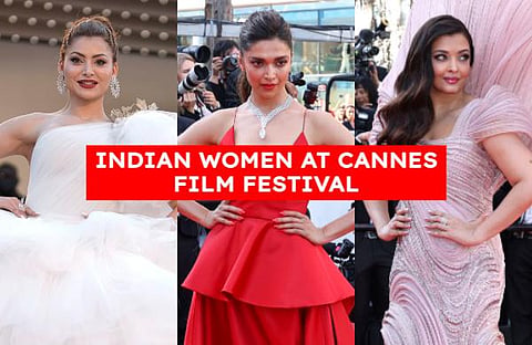 Actors Deepika Padukone, Aishwarya Rai, Urvashi Rautela and Pooja Hegde impressed many with their fashion outing at the Cannes Film Festival. (Photo | AP)