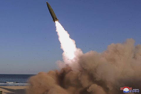 This undated photo by the North Korean government shows a firing of a weapon an undisclosed location in North Korea. Representational image. (Photo | AP)