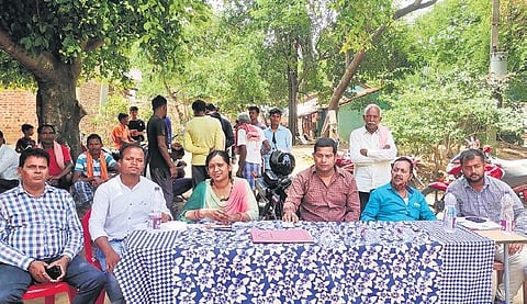 The gram sabha meeting underway in Badakaudi village on Thursday | Express