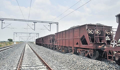 The train carrying coal from Satupalli reaches the Kothagudem Thermal Power Plant (KTPS) on Saturday