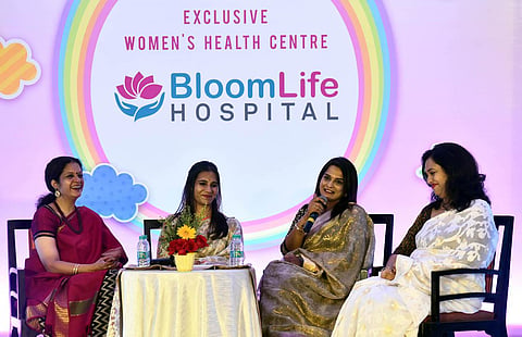 Dr Kavitha Gautham, MD, Bloomlife Hospital Pvt Ltd, speaking on ‘Evolution of the Birthing Experience’. (Photo | Martin Louis, EPS)