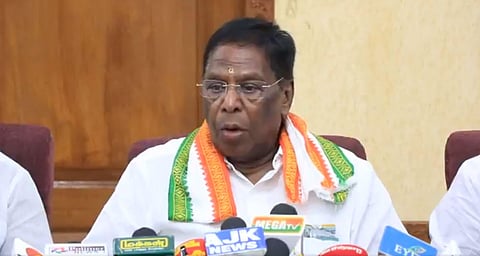 Former Puducherry CM V Narayanasamy. (Photo| Twitter screengrab)