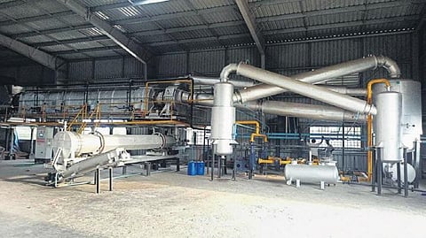 The pyrolysis plant ready to be inaugurated in Chinna Sekkadu, Manali
