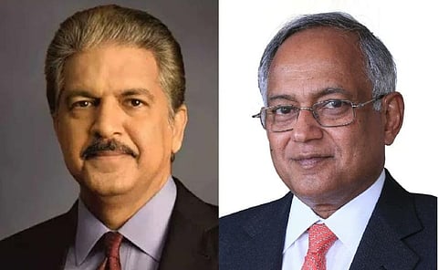 Anand Mahindra,and Venu Srinivasan. ( Photo | Twitter, @carandbike)