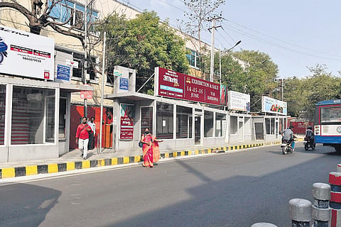 Pushpak Bus shelters. Photo | Vinay Madapu, EPS)