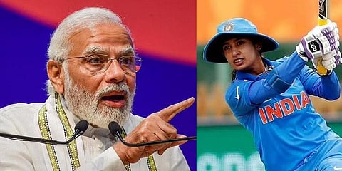 PM Narendra Modi(L), Former Indian skipper Mithali Raj (R).(File  | PTI)