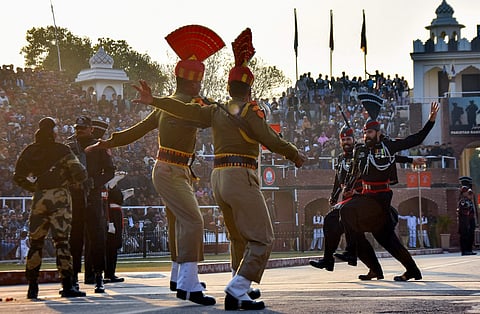 Border Security Force and Pakistan rangers in Attari-Wagah border. (File| PTI)