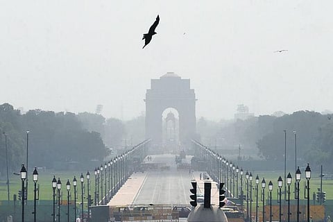 Searing heat of the summer sun befalls Rajpath. (Photo | Parveen Negi)