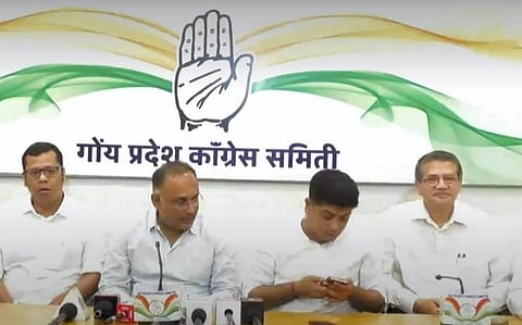 Press Conference by A.I.C.C In-Charge Dinesh Gundu Rao, GPCC President Amit and other Congress Leaders.  (Photo | PTI)
