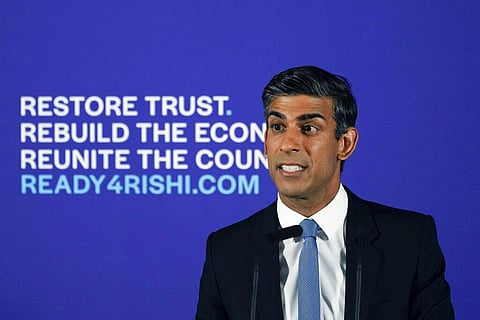 British Conservative Party Member of Parliament Rishi Sunak launches his campaign for the Conservative Party leadership, in London. (Photo | AP)
