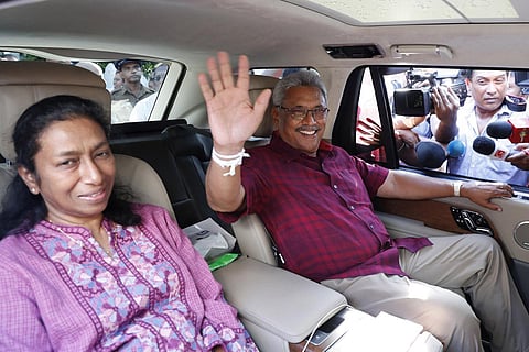 President Gotabaya Rajapaksa with his wife. (Photo | AP)