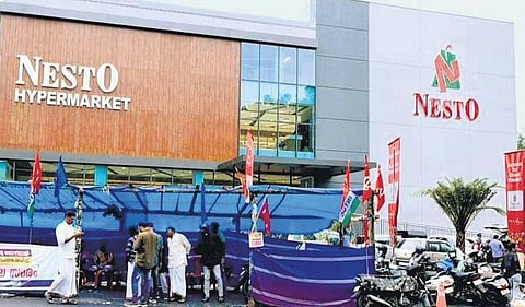 The indefinite stir by joint trade unions in front of Nesto hypermarket in Kalpetta | File Pic
