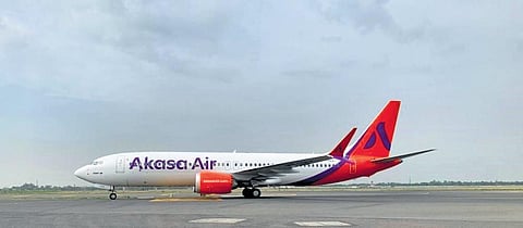 India’s newest airline Akasa Air’s first Boeing 737 MAX aircraft.  (File Photo)