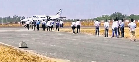 Officials reviewing ongoing works at Jeypore airstrip (File photo| EPS)