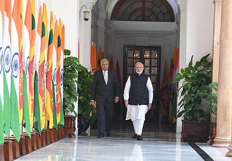 Ranil Wickremesinghe and Narendra Modi in a file photo from 2018. (Photo | Narendra Modi Twitter)