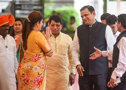 Maharashtra Speaker Rahul Narvekar arrives to attend a special session of state Assembly, at Vidhan Bhavan in Mumbai. (Photo | PTI)