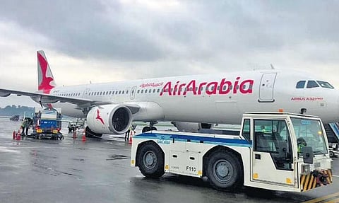 An Air Arabia flight bound for Abu Dhabi from Colombo refuelling at Kochi airport