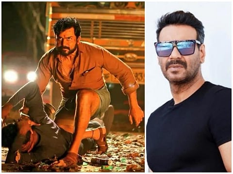 A screengrab from 'Kaithi' teaser and actor-director  Ajay Devgn (Photo | Twitter)