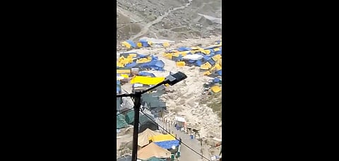 Visuals from lower reaches of Amarnath cave where a cloud burst was reported at 5.30 pm on Friday.