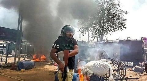 A visual from April 10 communal violence in Khargone, Madhya Pradesh. (File Photo | PTI)