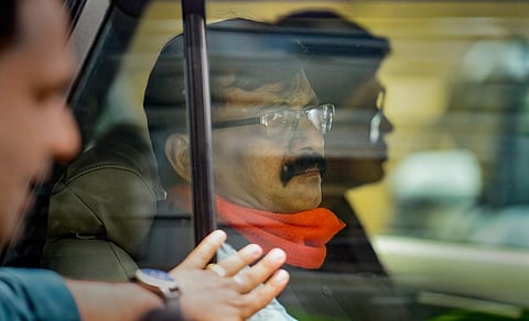 Shiv Sena leader and four-time Rajya Sabha member Sanjay Raut being taken to a special court by the Enforcement Directorate. (Photo | PTI)