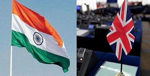 National flags of India and UK used for representational purpose only