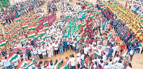 A glimpse of the Freedom Run organised across Telangana on Thursday as part of the State government’s Svatantra Bharata Vajrotsavam campaign to mark 75 years of the country’s Independence
