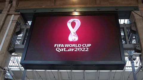 The Qatar 2022 World Cup logo is displayed on a giant screen (File Photo | AP)