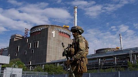 Representative Image: A Russian serviceman on patrol near Ukraine's Zaporizhzhia nuclear power plant. 