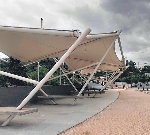 Works in progress at the Punjagutta crematorium in Hyderabad on Friday | Jwala