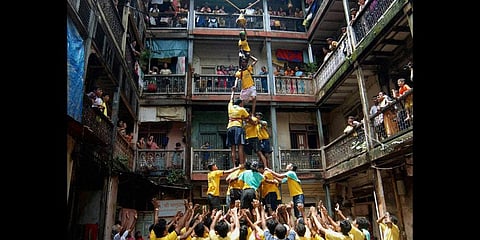 File photo of  Dahi Handi during Janmashtami celebrations in Mumbai. (Photo | PTI)